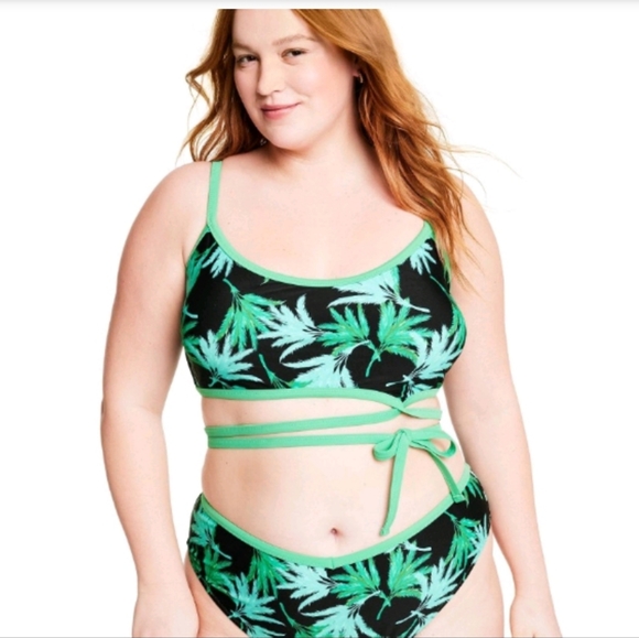 Fe Noel x Target Women's Feathered  Palm Print Bralette Bikini Top - Picture 5 of 16